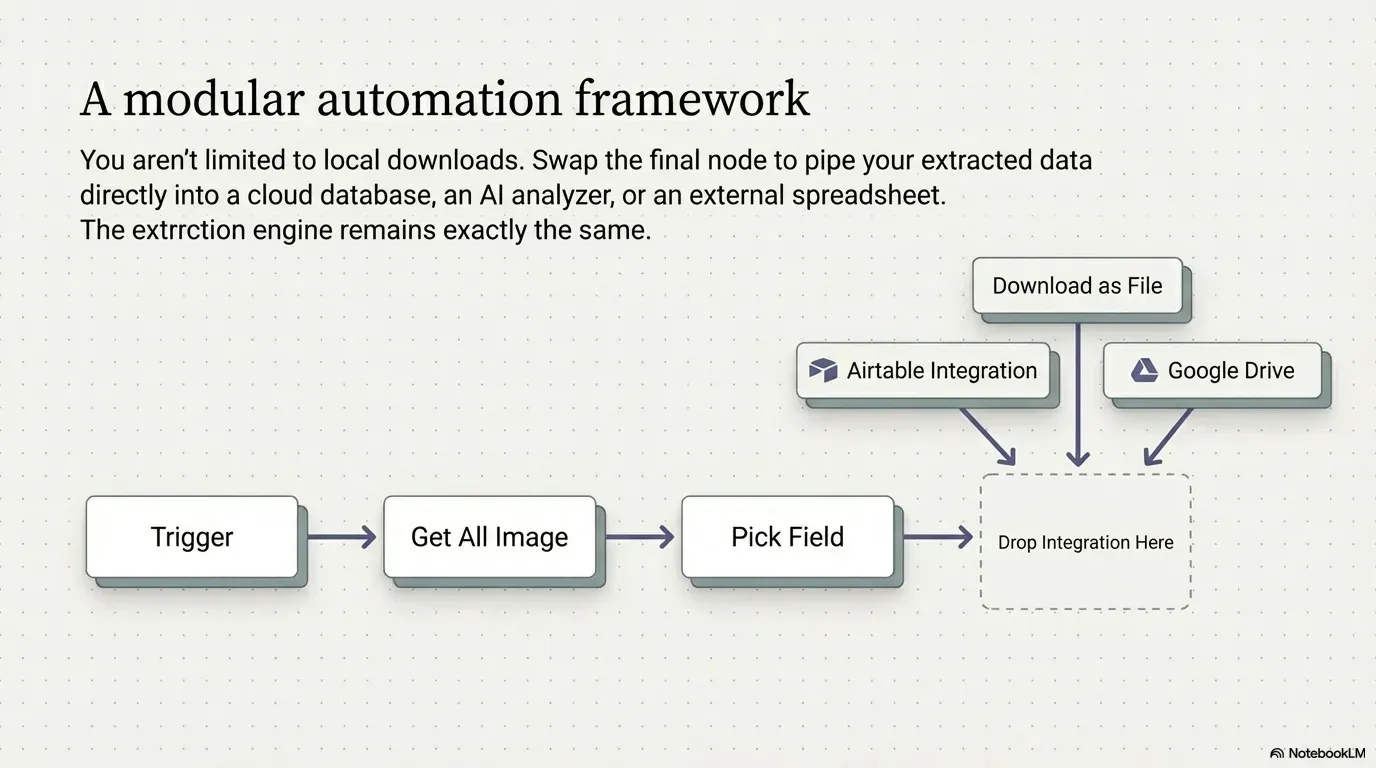 The last node swapped for Airtable, Google Drive or Download as File after Pick Field