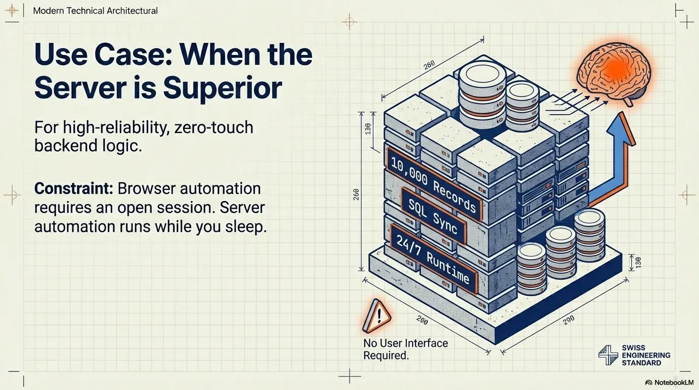 Use case where the server wins: a 10,000-record SQL sync running 24/7 with no user interface