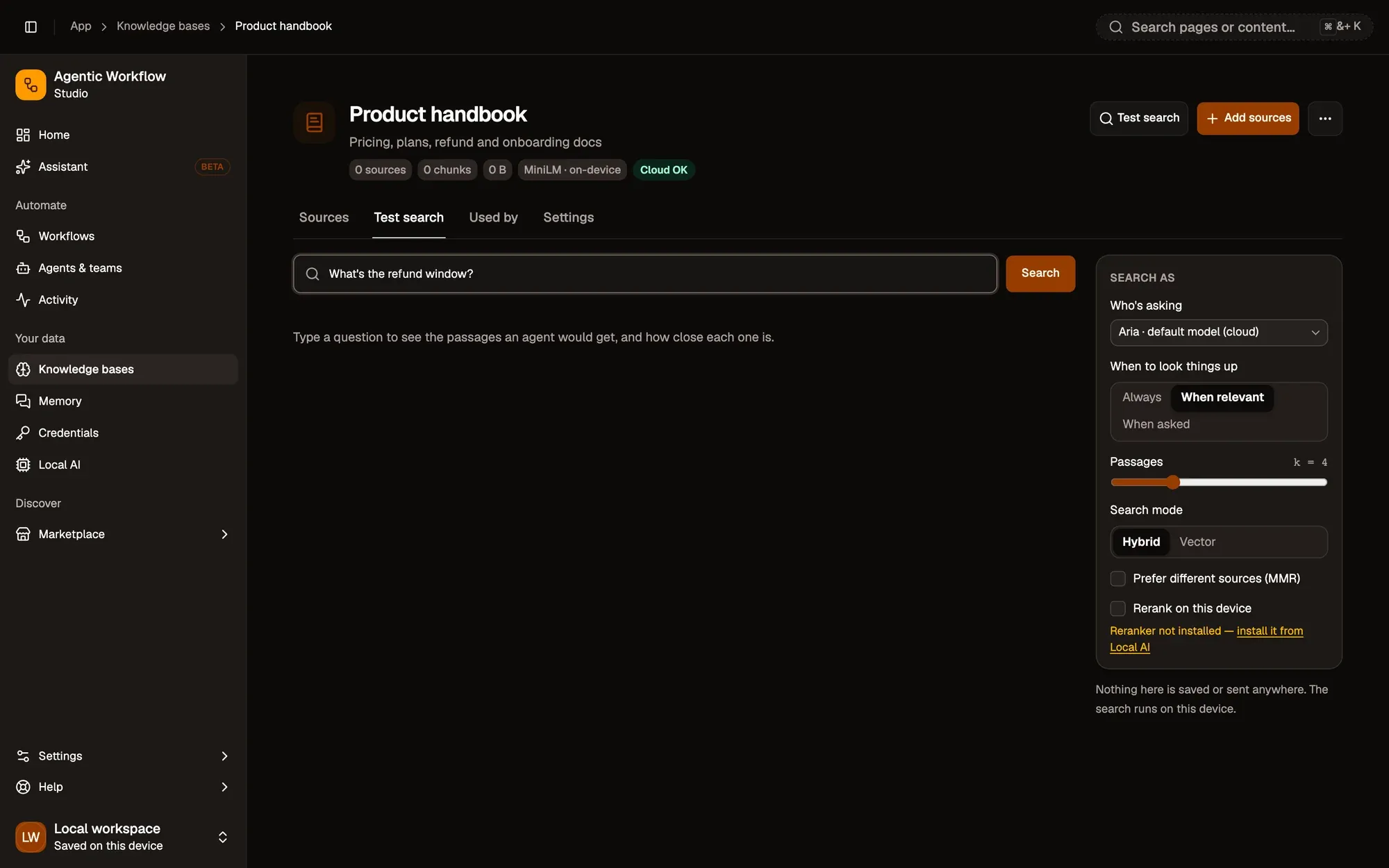 An on-device knowledge base