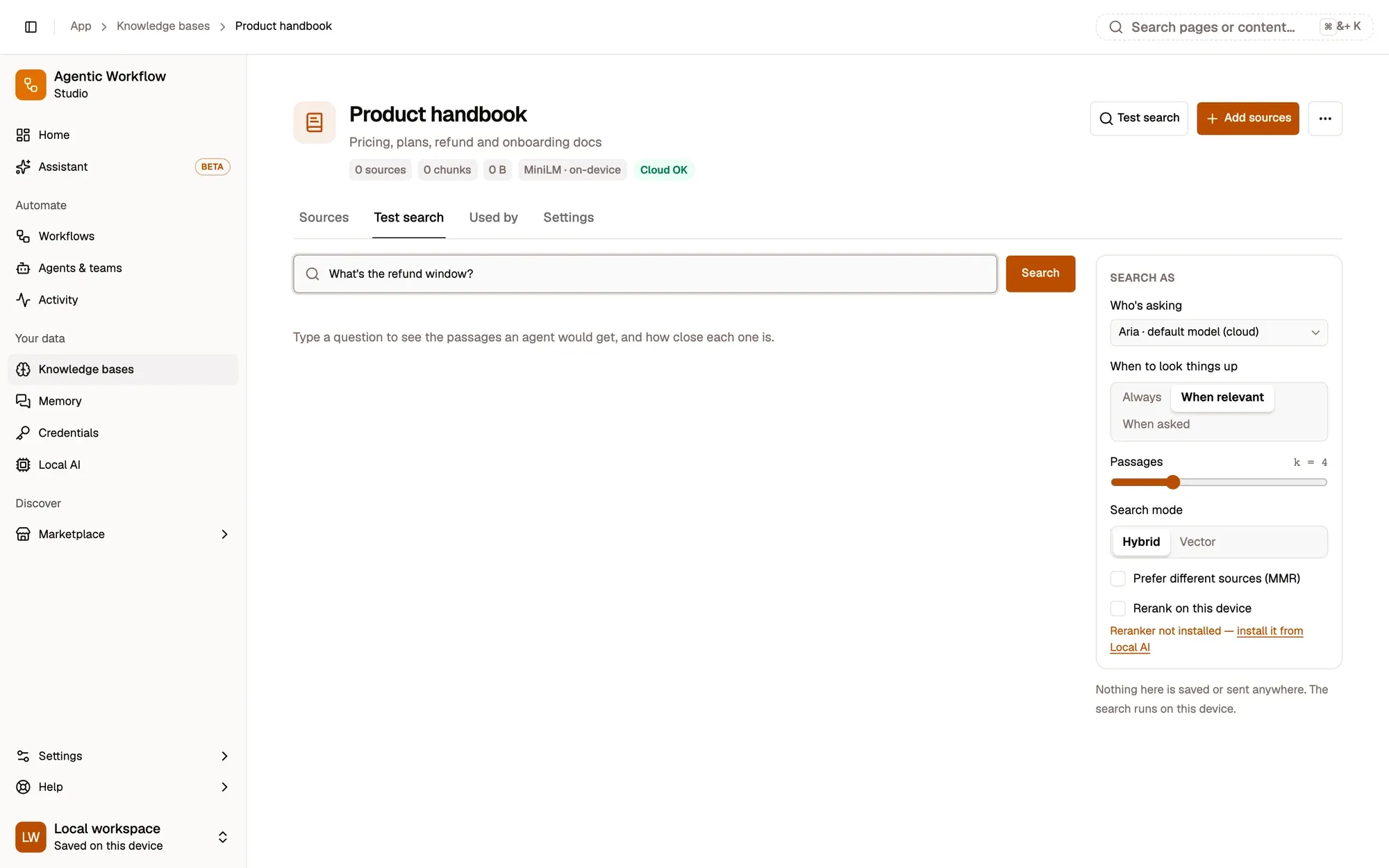 An on-device knowledge base