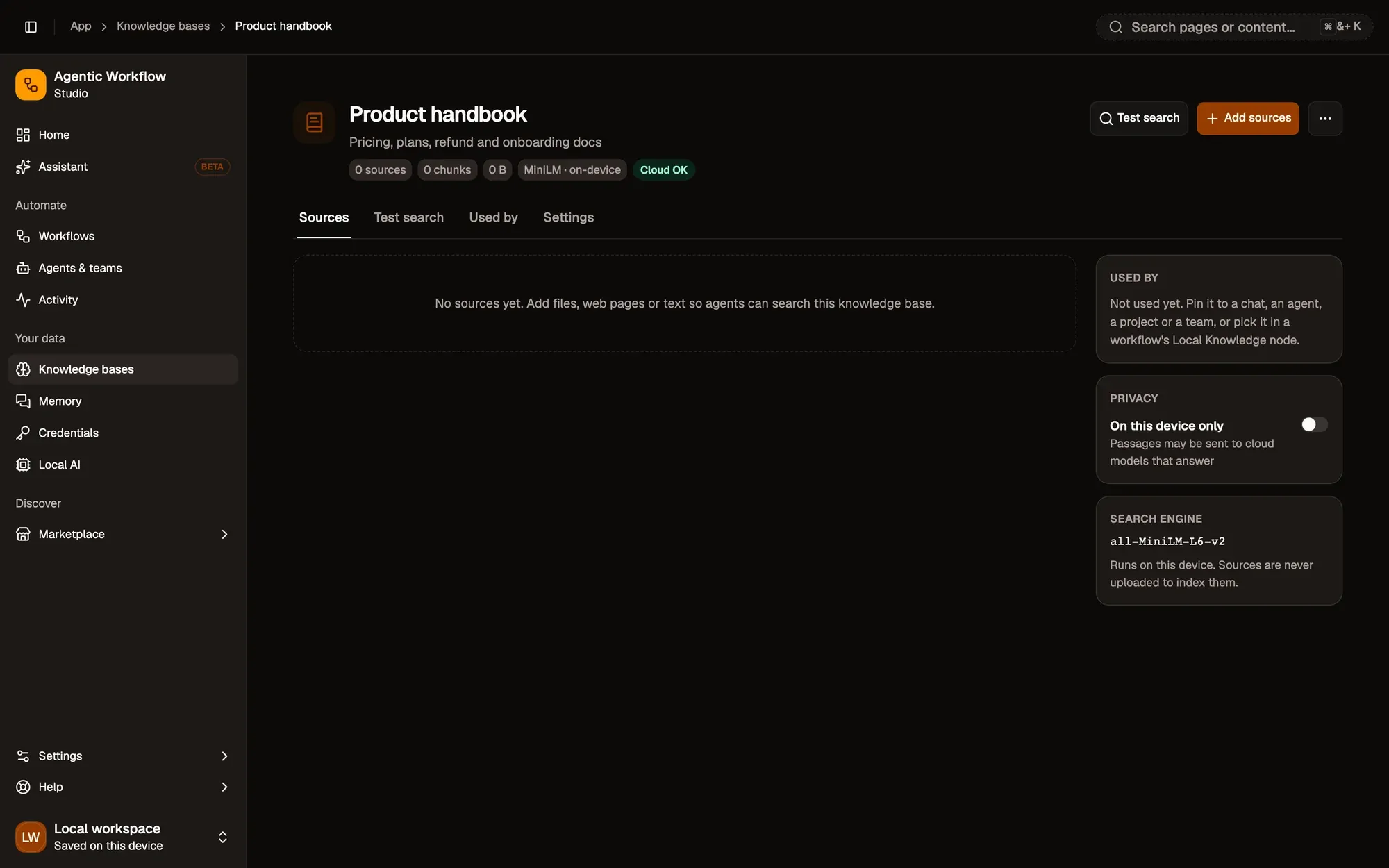 The knowledge bases list