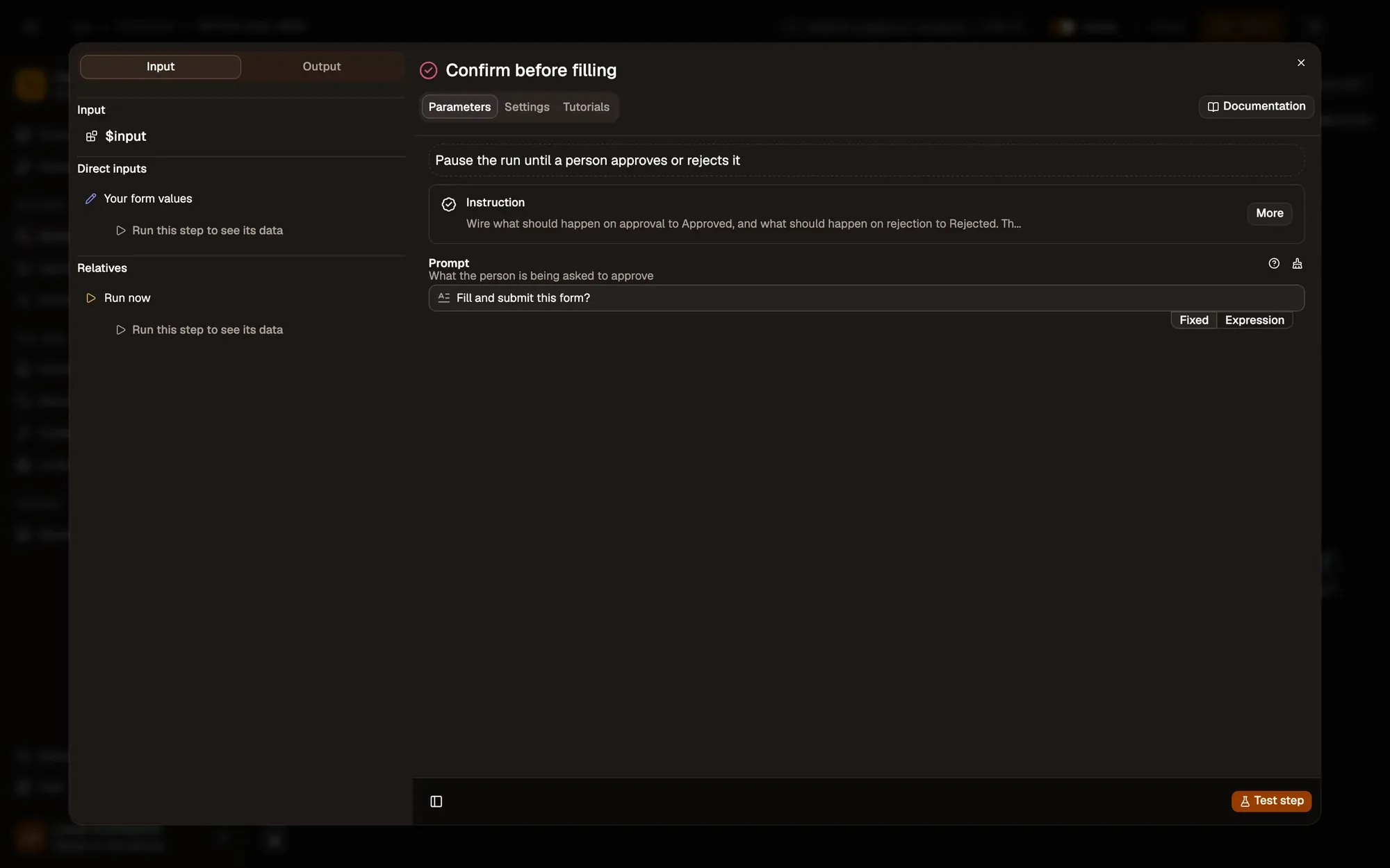 Ask before filling in the AWFlow editor