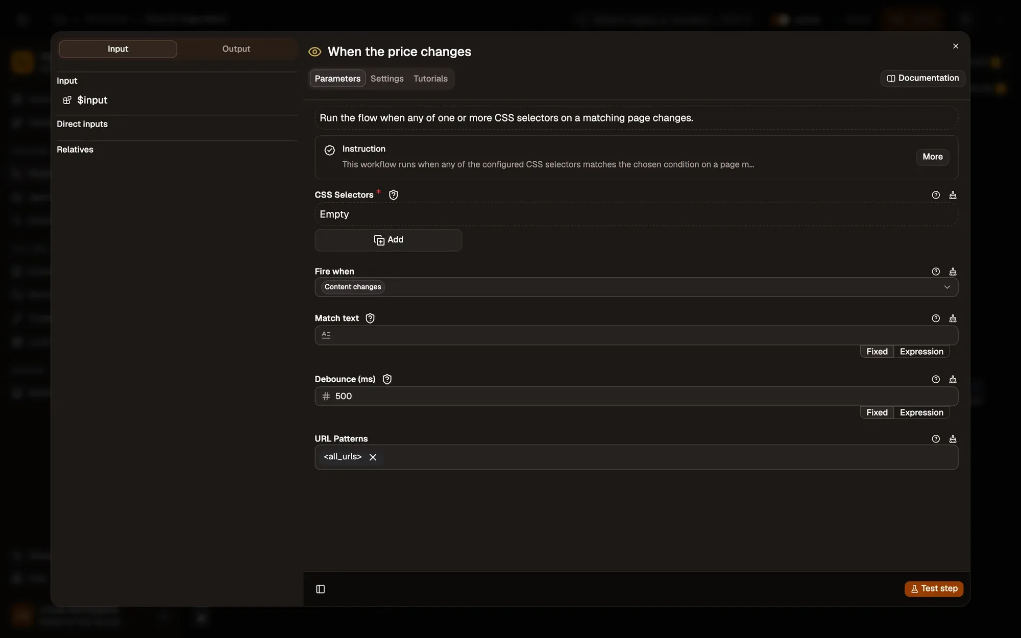 Watch the price element in the AWFlow editor