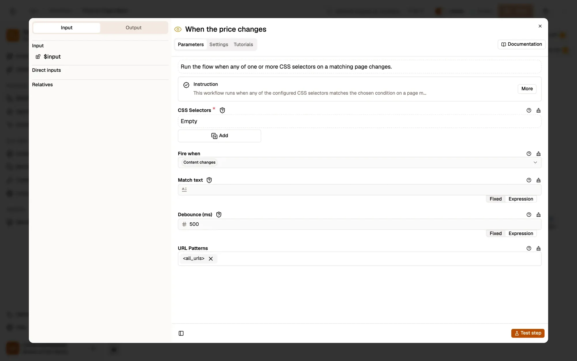 Watch the price element in the AWFlow editor