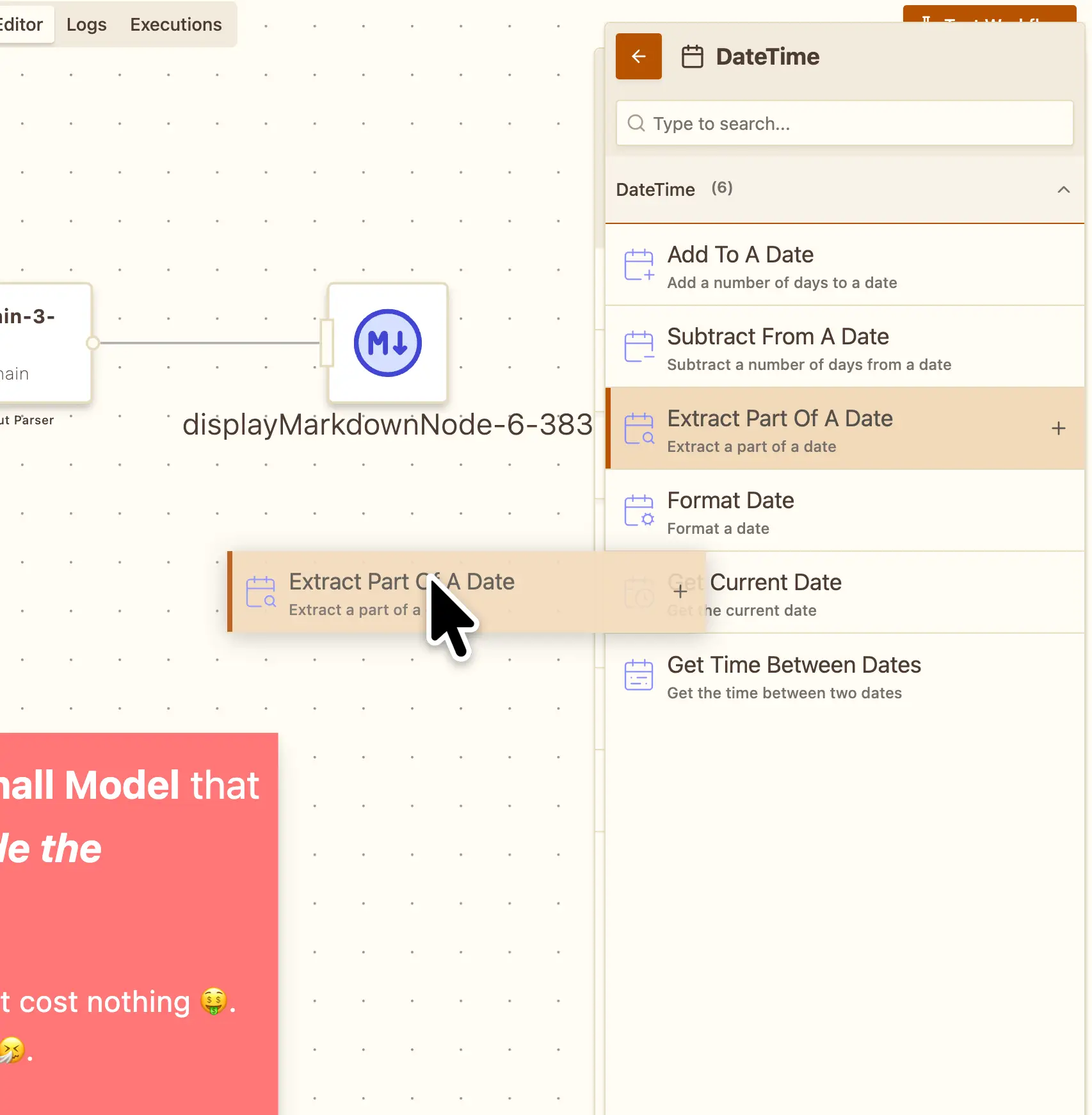 Drag-and-drop workflow builder in Agentic Workflow — visual interface for building browser automation